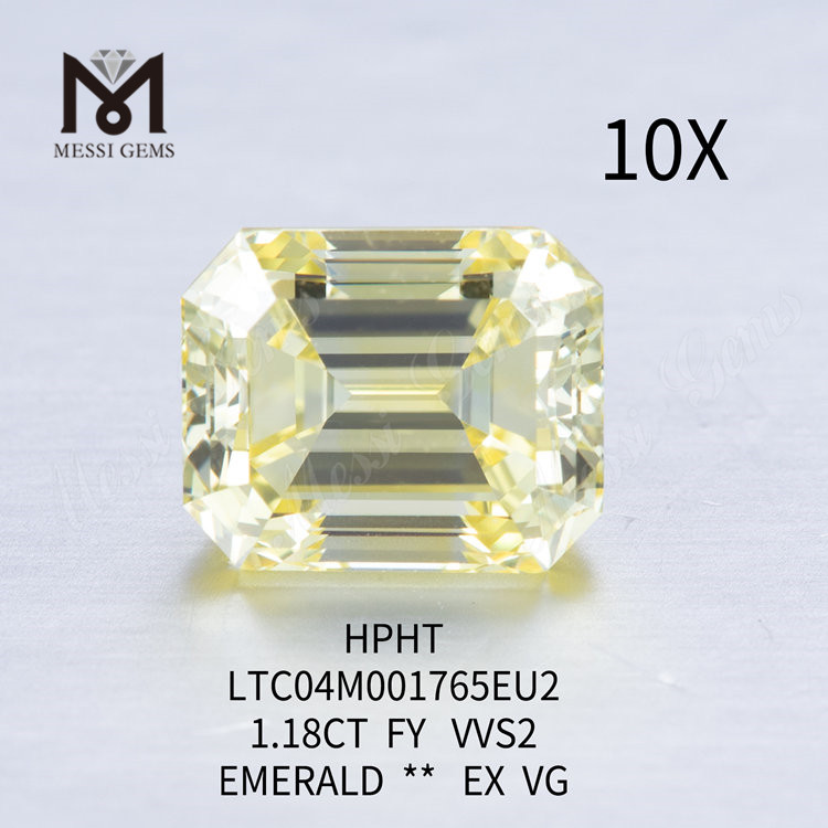 Ausgefallene gelbe Labordiamanten Smaragd 1,18 ct VVS2