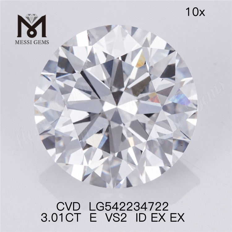 3,01 CT E weißer loser Labordiamant im Großhandel mit runder Form, günstiger loser Labordiamant zum Verkauf