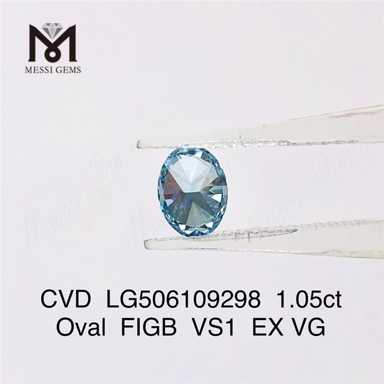 1,05 ct Ovalschliff VS1 Blauer, im Labor gezüchteter Diamant