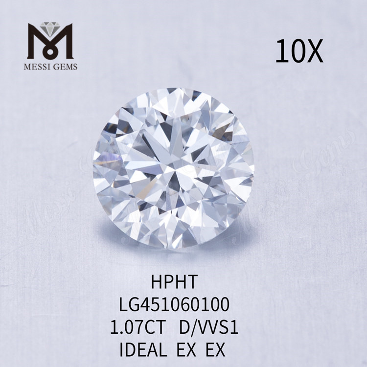 1,07 Karat D VVS2 Runde BRILLIANT IDEAL Cut Labordiamanten HPHT