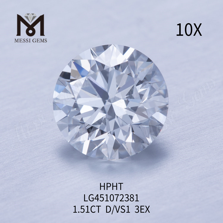 1,51 ct D VS1 RD EX Cut Grade Diamant HPHT im Labor gezüchtet