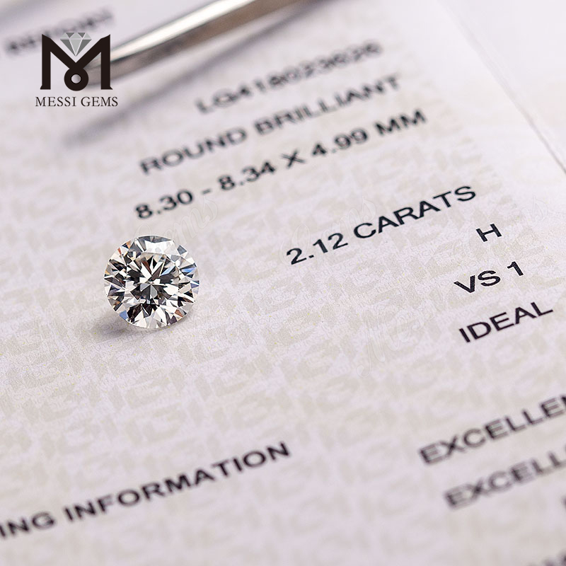 2,12 ct H/VS1 3EX synthetischer Diamant mit IGI-Zertifikat zur Herstellung von Ringfabrik-Großhandelsdiamanten im Labor 