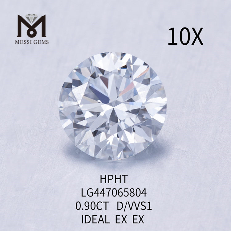 0,90 Karat D VVS1 Runde, im Labor gezüchtete Diamanten im BRILLIANT IDEL-Schliff