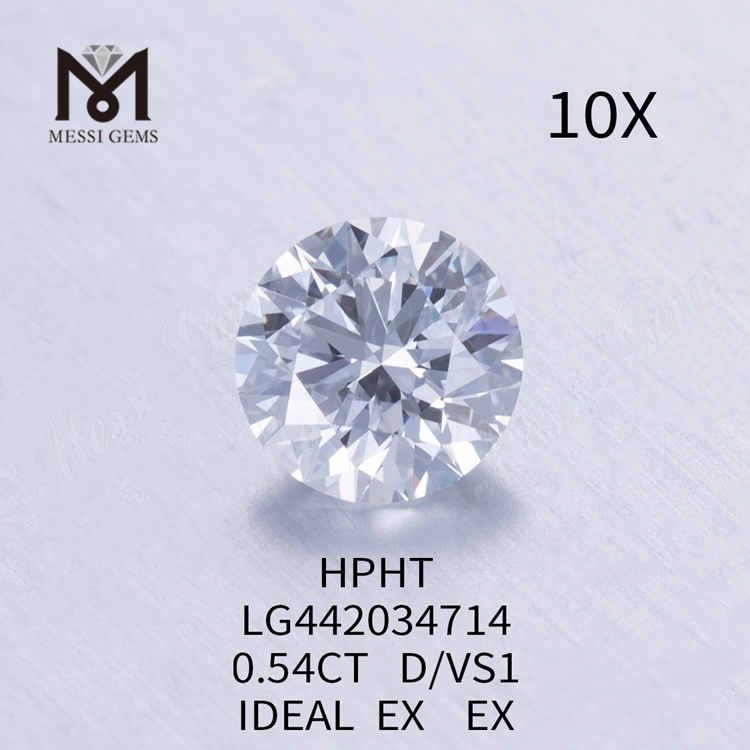 0,54 CT D/VS1 runder, im Labor gezüchteter Diamant IDEAL EX EX