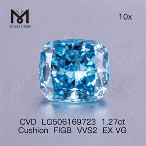 1,27 ct FIG Blue Cushion Cut VVS Lab Diamonds 6,55 x 5,93 x 3,97 mm