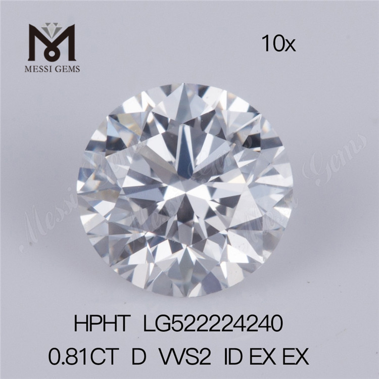 0,81 ct D VVS2 ID EX EX HPHT Runder, im Labor gezüchteter Diamant im Brillantschliff. Neupreis