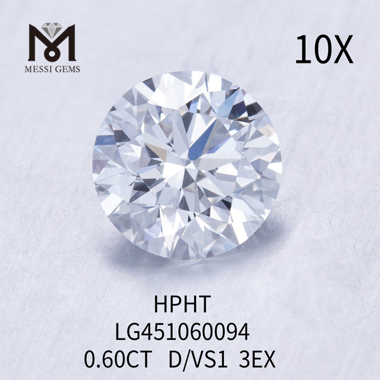 0,60 Karat D VS1 EX Cut Grade Round Labor erstellter Diamant HPHT