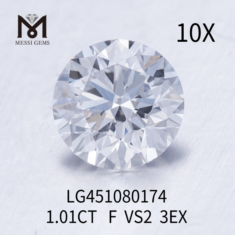 1,01 ct F VS2 RD 3EX Cut Grade Diamant im Labor gezüchtet