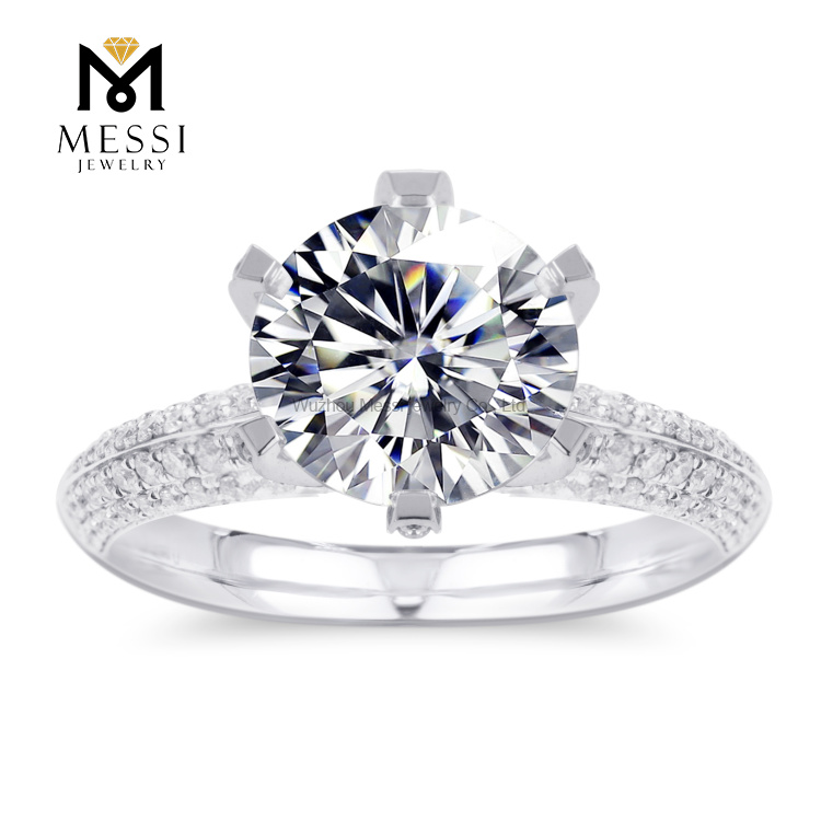2 Karat Weißgold Hochzeit benutzerdefinierte Mode Moissanite Goldring