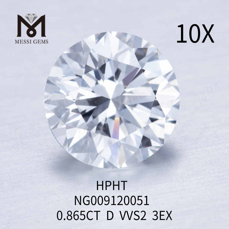 0,865 CT RD weiß VVS2 3EX loser, im Labor hergestellter Diamant