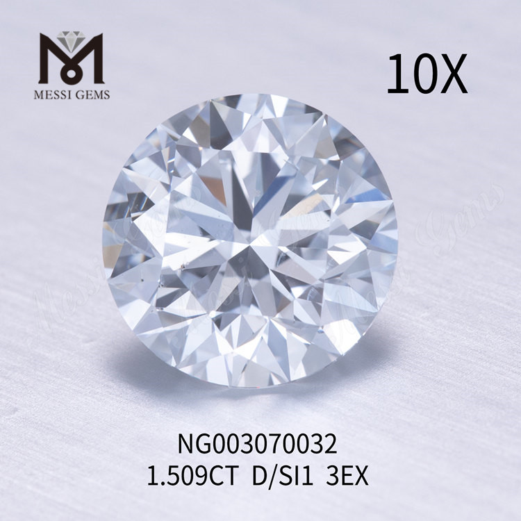 D runder, loser Edelstein, synthetischer Diamant SI1, 1,509 ct EX-Schliff