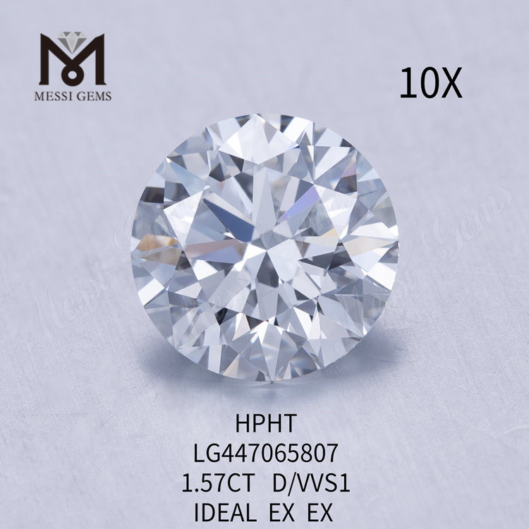 1,57 Karat D VVS1 Runde Diamanten im IDEAL-Schliff im Labor gezüchtet HPHT