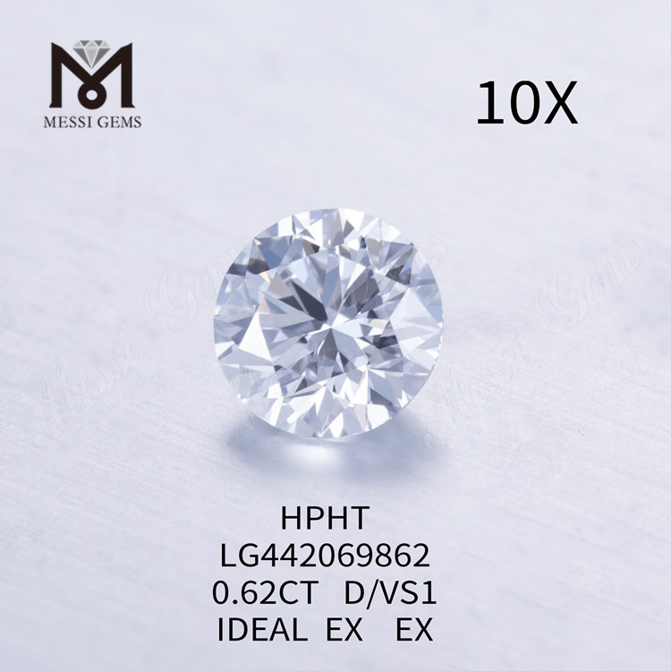 D VS1 runder, im Labor gezüchteter Diamant mit 0,62 Karat, idealer, preiswerter künstlicher Diamant