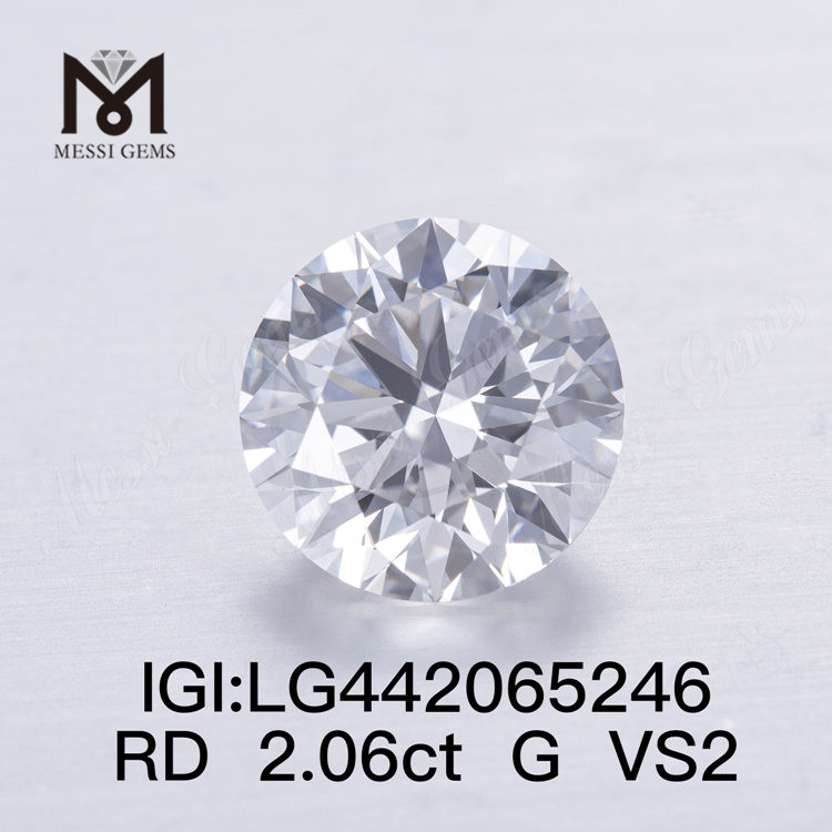 2,06 ct G VS2 Diamanten im Labor gezüchtet Rundschliff EX