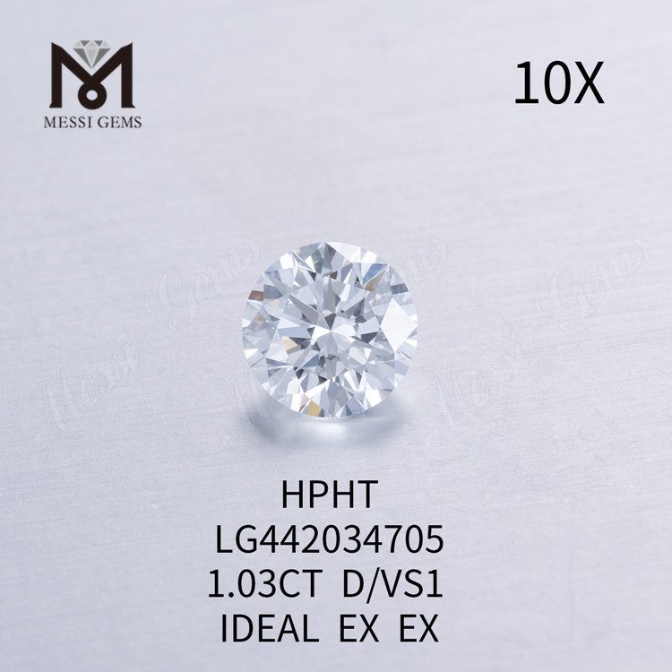 1,03 Karat D VS1 IDEAL EX EX Runder, im Labor gezüchteter Diamant