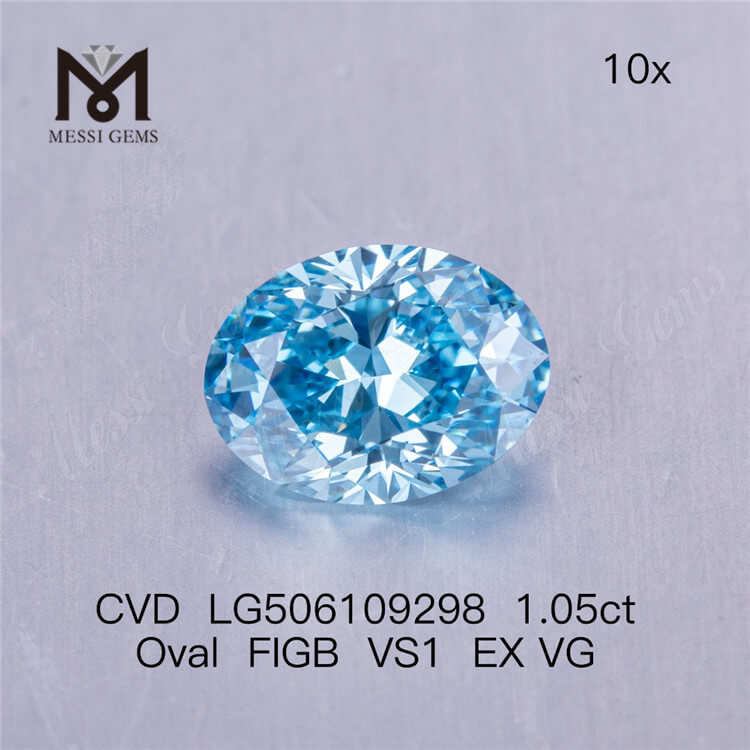 Blauer, im Labor gezüchteter Diamant im Ovalschliff VS1 von 1,05 ct