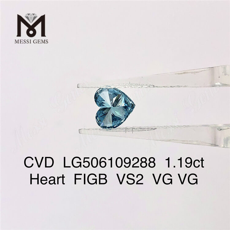 1,19 ct lose Labordiamanten Blauer Diamant im Herzschliff VS2