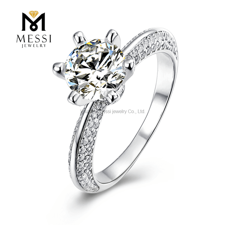 Weihnachtsgeschenk Solitär Moissanite Damenring Schmuck 14 Karat Vergoldung 925 Silberringe