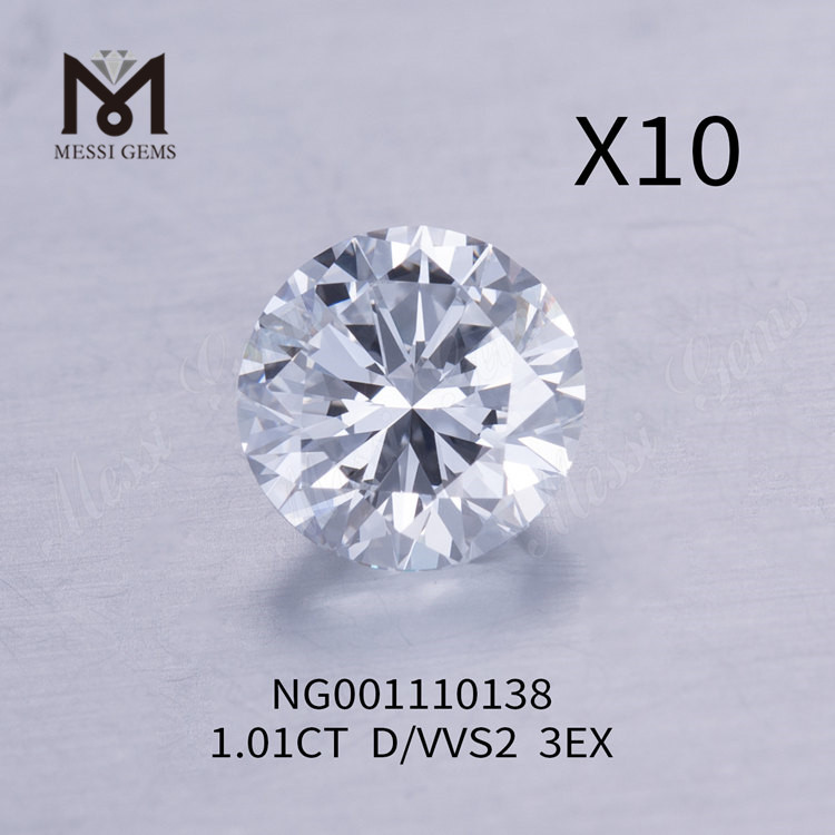 1,01 ct VVS2 D RD Laborgezüchteter Diamant EX Cut Grade