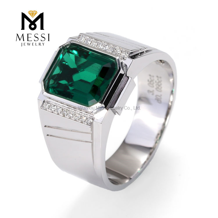 18 Karat Smaragdringe Männer Schmuck Geschenk Weißgold 14 Karat 18 Karat Partymänner tragen Ringe heiraten