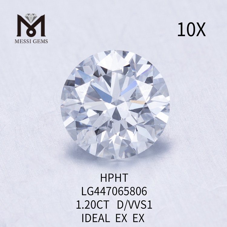 1,20 Karat D VVS1 runde HPHT-Labordiamanten im BRILLIANT-IDEAL-Schliff