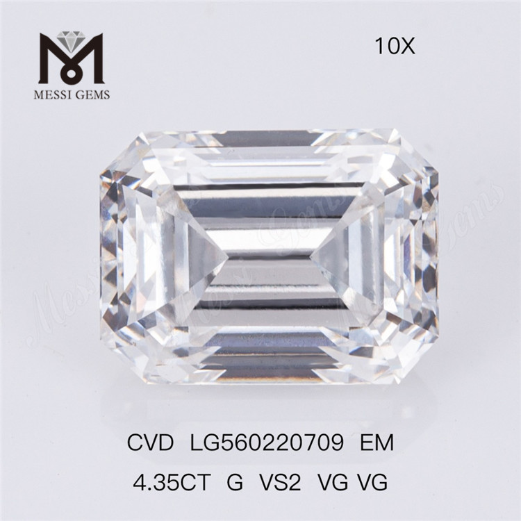 4,35 CT G VS2 VG VG Labordiamant im Smaragdschliff (CVD) im Angebot