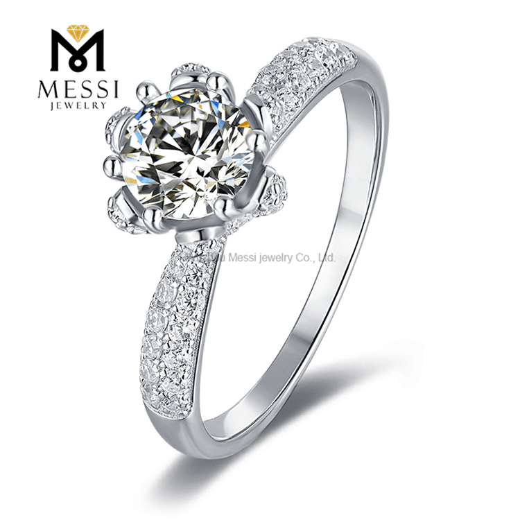 14 Karat Vergoldung Frau Schmuck Geschenk 1 Karat Moissanite Diamant Silberring